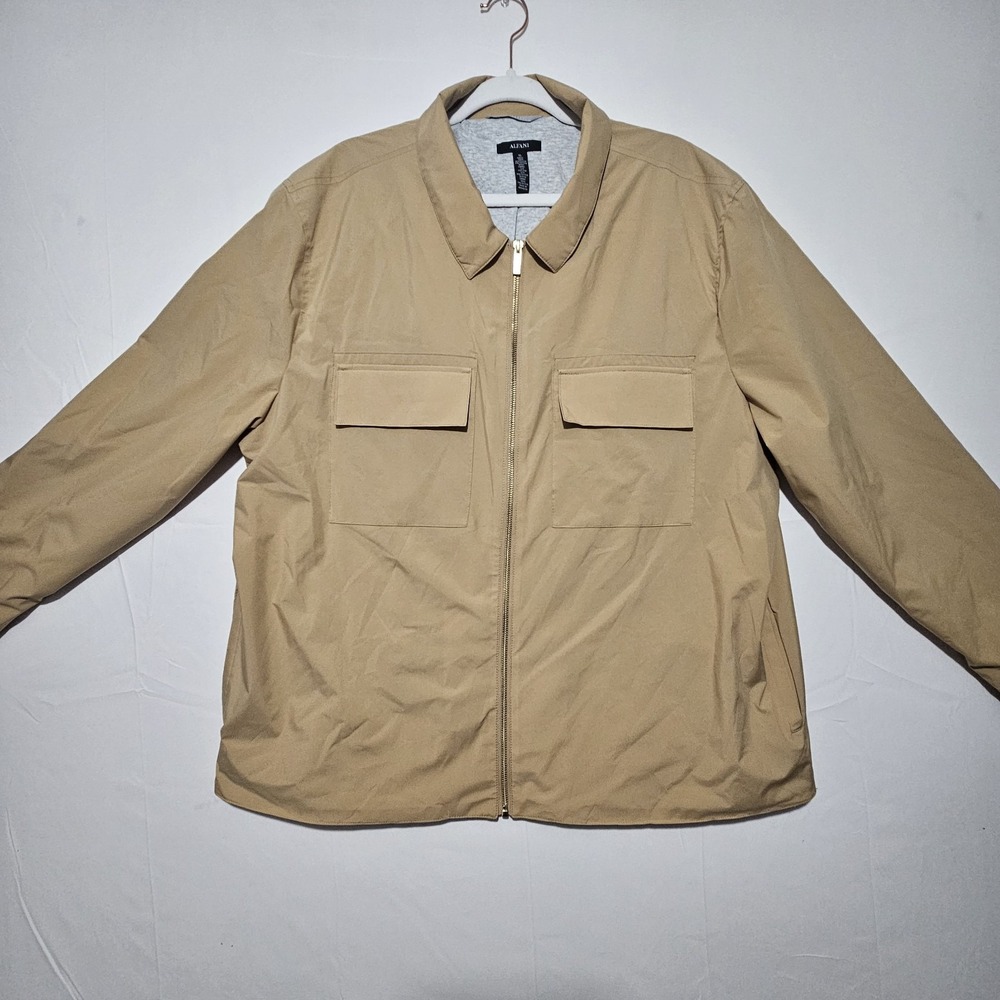 Alfani Alfatech Harrington Jacket Swiss Mocha Water‎ Resistant Zip Front XL